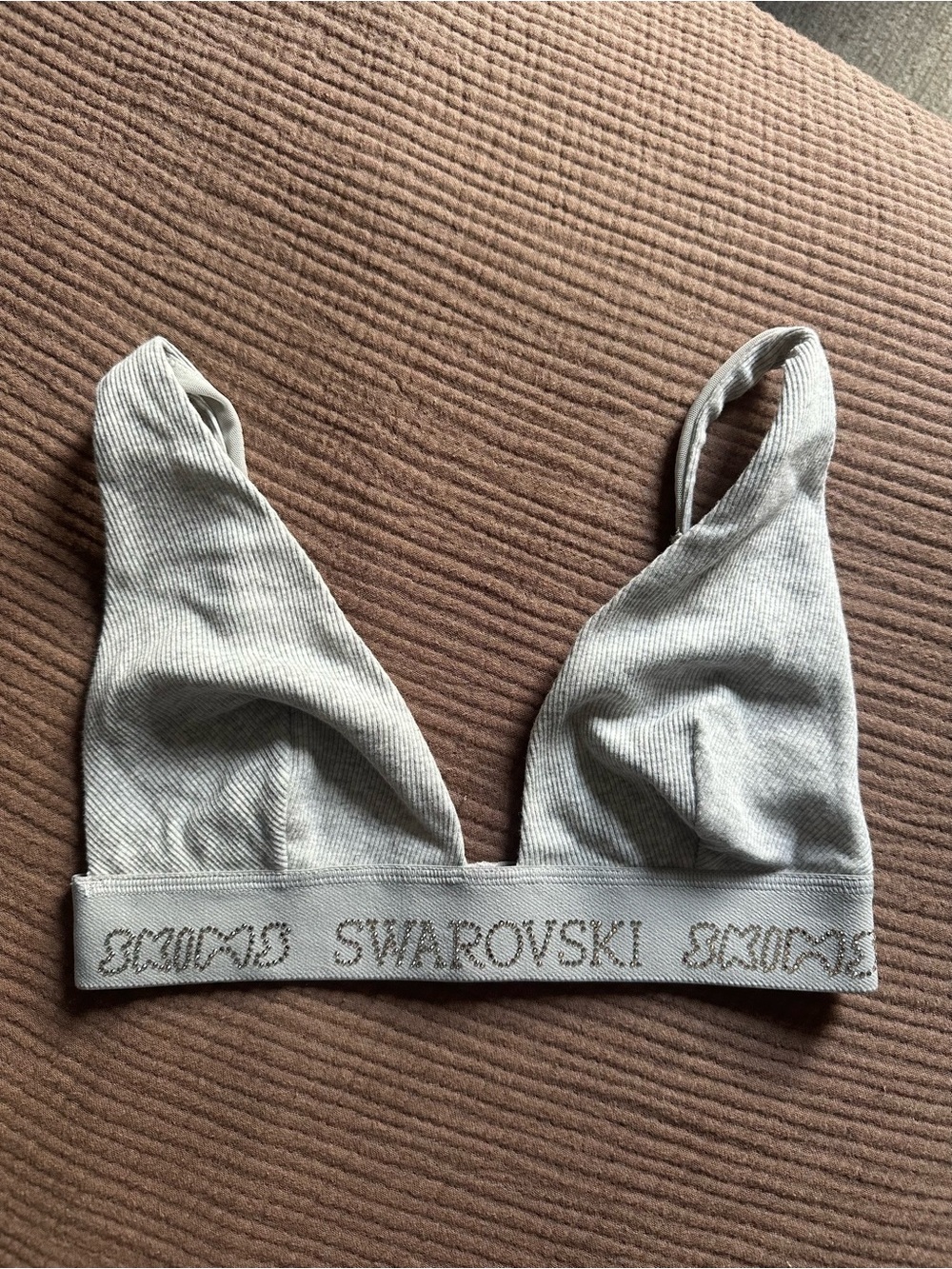 Swarovski Light Gray Ribbed Crystal-Logo Bralette